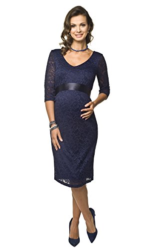 Torelle Maternity Wear Damen Umstandskleid Brautkleid für Schwangere, Modell: LACE, 3/4 Arm, dunkelblau, L von Torelle Maternity Wear