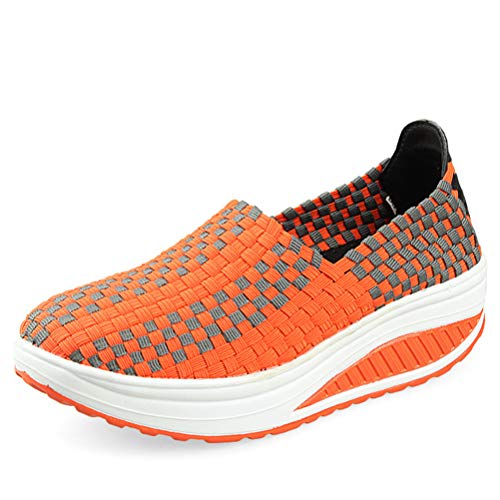 Damen Muffin gewebte Schaukelschuhe Sommer Casual Sportschuhe Slip-on Mode Atmungsaktive gewebte Turnschuhe Schuhe Plattform Turnschuhe von Toride