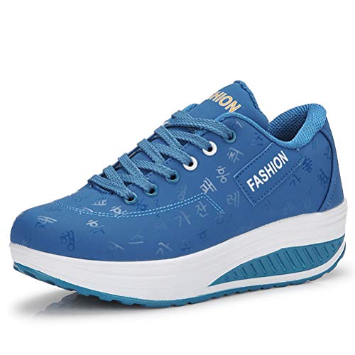 Damen Plattform Mode Trainer Schuhe Casual Sportschuhe Frühling Herbst Schnür Fitness Schuhe mit Wedge Heel Sneakers von Toride