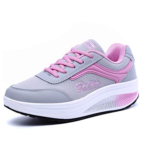 Damen Plattform Trainer Schuhe Mode Frühling Herbst Casual Sportschuhe Schnüren Keilabsatz Atmungsaktive Bequeme Turnschuhe von Toride