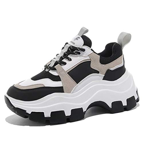 Damen Dicke Sohle Chunky Sneakers Plattform Schnür Sportschuhe Outdoor Casual Sport Frühling Herbst High Top Trainer Schuhe von Toride