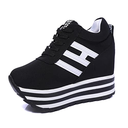 Damen Hidden Heel Sneakers Frühling Herbst Mode Wedge Heel Casual Sportschuhe Schnürung Interne Erhöhung Plattform Trainer Schuhe von Toride