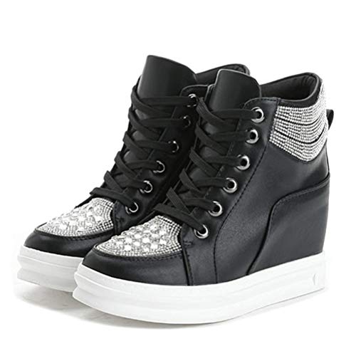 Damen Hidden Heel Sneakers High Top Casual Sport Wedge Heel Schuhe Schnüren Frühling Herbst Mode Höhe Erhöhung Turnschuhe von Toride