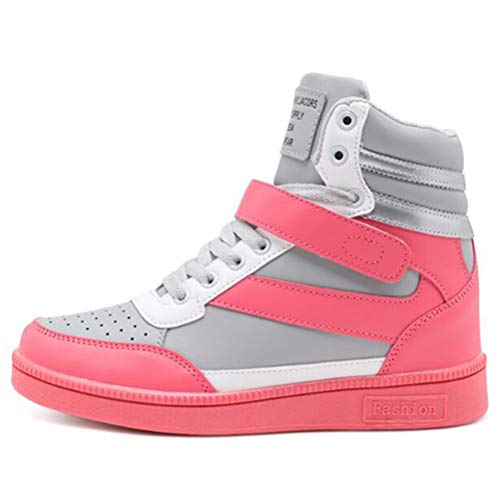 Damen High Top Sneakers Versteckte Ferse Schnüren Vulkanisierte Plattform Casual Sport Frühling Herbst Höhe Zunehmende Keilabsatz Trainer Schuhe Grau Rose von Toride