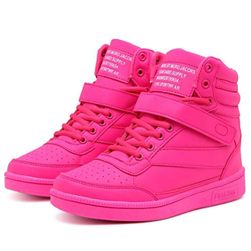 Damen High Top Turnschuhe Versteckte Ferse Lace Up Vulkanisierte Plattform Casual Sport Frühling Herbst Höhe Zunehmende Keilabsatz Trainer Schuhe Rose Rot von Toride
