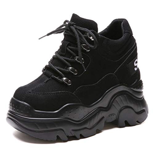 Damen Höhe Zunehmende Trainer Schuhe Dicke Sohle Casual Sport Sportlich Chunky Lace Up Versteckte Ferse Plattform Turnschuhe Stiefeletten von Toride