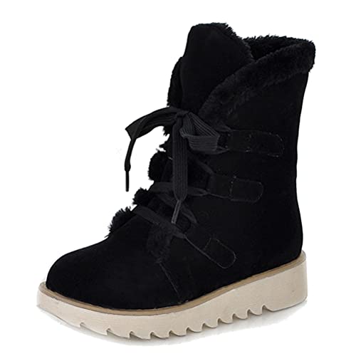 Damen Schnee Stiefel dicke kurze Plüsch rutschfeste Herbst Winter Casual Trainer Schuhe schnüren sich oben Damen runde Kappe Stiefeletten von Toride