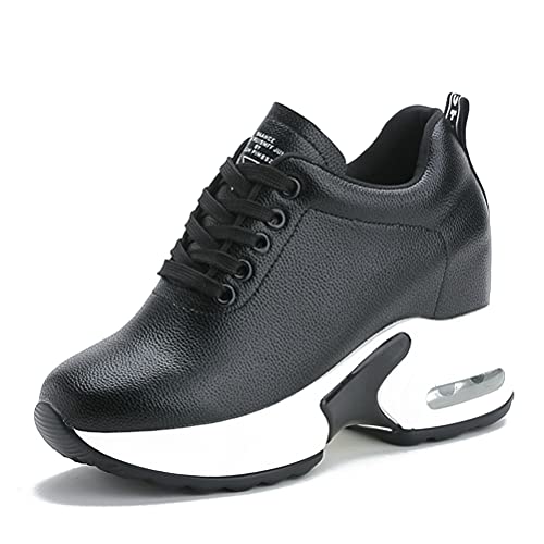 Hidden Heel Trainer Damen Wedge Schnüren Turnschuhe Atmungsaktiv Casual Stylish Height Steigernde Walking Sportschuhe von Toride