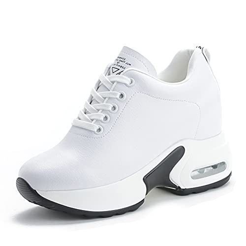 Hidden Heel Trainer Damen Wedge Schnüren Turnschuhe Atmungsaktiv Casual Stylish Height Steigernde Walking Sportschuhe von Toride
