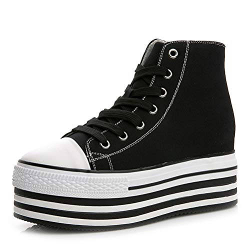 Hohe Sneaker Plateau Damen Turnschuhe High Top Outdoor Casual Sportschuhe Versteckte Ferse Plimsolls Chunky Turnschuhe von Toride