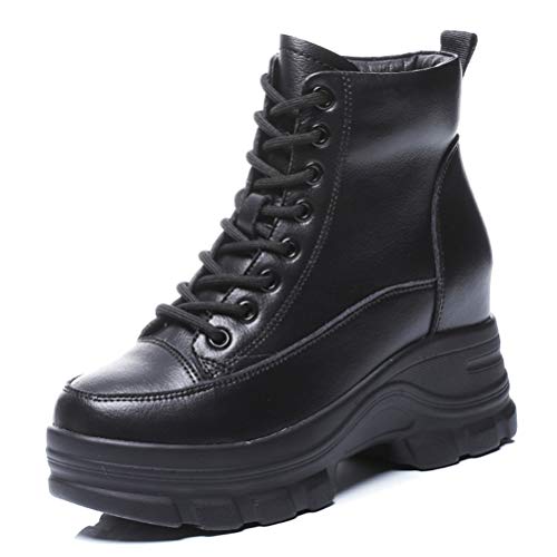 Hohe Trainer Damen Plateau Turnschuhe Versteckte Ferse Klobige Stiefeletten Wanderschuhe Lässig Stilvolle Lederschuhe Britischer Stil von Toride