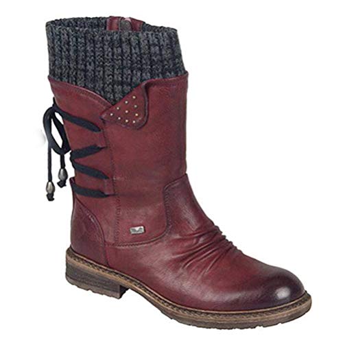 Toride Damen Biker Stiefel Mittlere Wade Niedriger Blockabsatz Seitlicher Reißverschluss Kurzer Plüsch Slip On Herbst Winter Warm Kreuz Gebunden Runde Kappe Schneeschuhe Toride Damen Biker Stiefel Mittlere Wade Niedriger Blockabsatz Seitlicher Reißverschluss Kurzer Plüsch Slip On Herbst Winter Warm Kreuz Gebunden Runde Kappe Schneeschuhe von Toride
