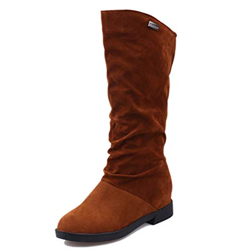 Toride Damen Mittlere Waden Schneeschuhe Winter Warme Kurze Plüsch Freizeitschuhe Weiche Bequeme Damen Flache Slip On Slouch Stiefel von Toride