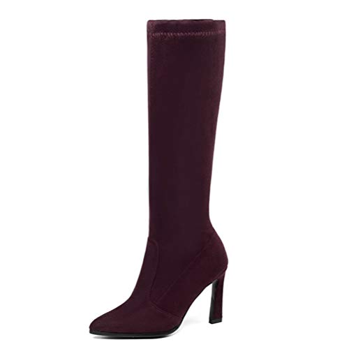 Toride Damen Mittlere Waden Stiefel Stilettos Herbst Winter Kegel Ferse Slip On Party Stretch Wildleder Spitz Hoof Heels High Heels Toride Damen Mittlere Waden Stiefel Stilettos Herbst Winter Kegel Ferse Slip On Party Stretch Wildleder Spitz Hoof Heels High Heels von Toride