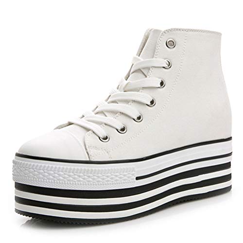 Toride Hohe Sneaker Plateau Damen Turnschuhe High Top Outdoor Casual Sportschuhe Versteckte Ferse Plimsolls Chunky Turnschuhe von Toride