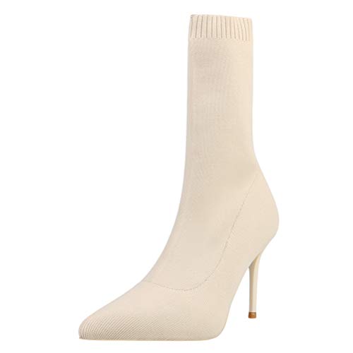 Toride Sockenstiefel Damen Absätze Dünne Absätze Stilettos Herbst Winter Spitzzehen High Heels Stilvolle Casual Party Strickstiefeletten von Toride