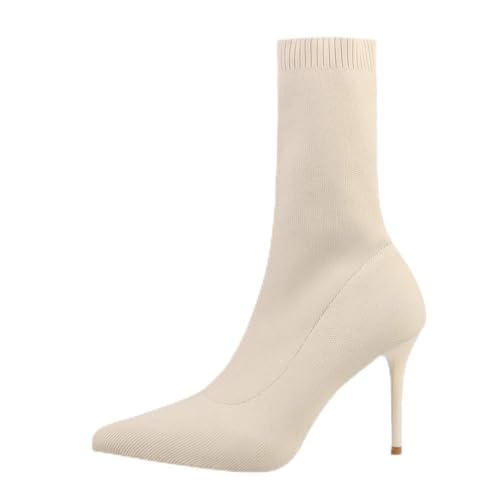 Toride Sockenstiefel Damen Absätze Dünne Absätze Stilettos Herbst Winter Spitzzehen High Heels Stilvolle Casual Party Strickstiefeletten von Toride