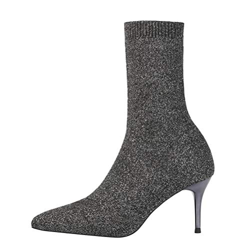 Toride Sockenstiefel Damen Absätze Dünne Absätze Stilettos Herbst Winter Spitzzehen High Heels Stilvolle Casual Party Strickstiefeletten von Toride