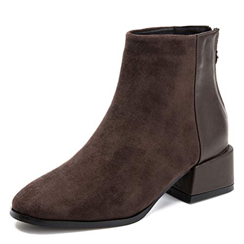 Toride Stiefeletten mit Absatz für Damen Stilvolle High Heels Herbst Winter Block Heel Back Zipper Round Toe Kurzschaft Stiefel von Toride