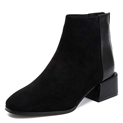 Toride Stiefeletten mit Absatz für Damen Stilvolle High Heels Herbst Winter Block Heel Back Zipper Round Toe Kurzschaft Stiefel von Toride