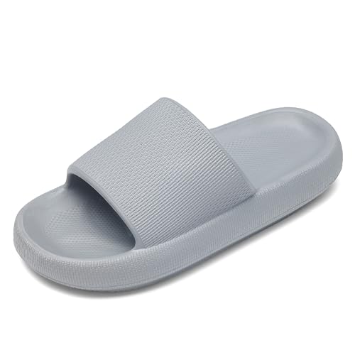 Jungen und Mädchen Cloud Slides für Kinder – rutschfeste Sommerhausschuhe, leichte Strand-, Pool- und Indoor-Duschsandalen, GRAU, 1-1.5 Little Kid von Tormigo