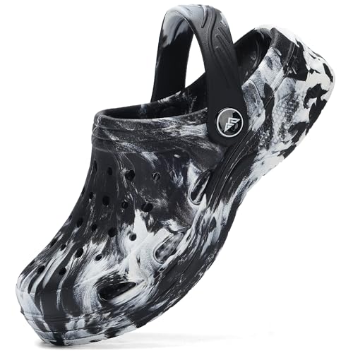 Tormigo Bequeme Garten-Clogs für Jungen und Mädchen, Slip-On-Pantoletten, Sandalen, Strandpantoffel für kleine/große Kinder, Schwarz/Weiß, 30 EU von Tormigo