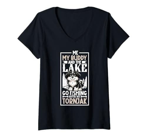 Damen Angeln und Tornjak T-Shirt mit V-Ausschnitt Damen Angeln und Tornjak T-Shirt mit V-Ausschnitt von Tornjak Designs