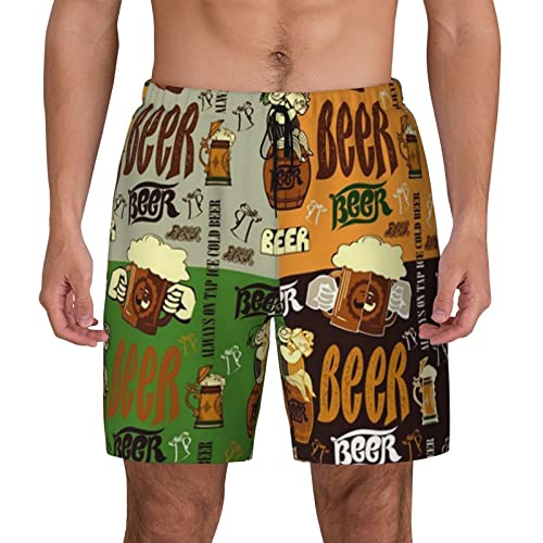 Hawaiianische Herren-Badehose, schnell trocknende Boardshorts mit Netzfutter, Strandshorts, Bademode, Badeanzüge, Bier, X-Large von Torong