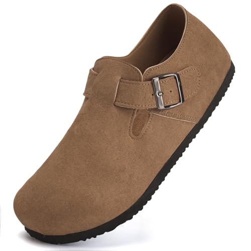 Damen Pantoletten Hausschuhe Slipper Geschlossen Clogs für Frauen aus Leder(Braun,40 EU) von Torotto