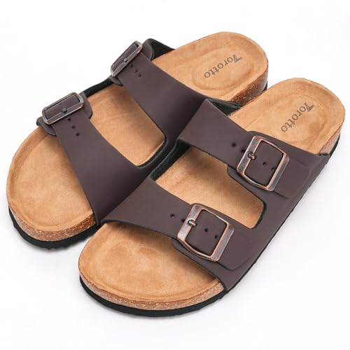 Torotto Damen Pantoletten Sandalen Leder Erwachsene Clogs Hausschuhe Arbeitsschuhe Bequeme Classic(Braun,37 EU) von Torotto
