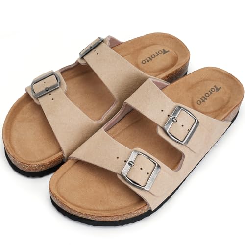 Torotto Damen Pantoletten Sandalen Leder Erwachsene Clogs Hausschuhe Arbeitsschuhe Bequeme Classic(Braun,38 EU) von Torotto