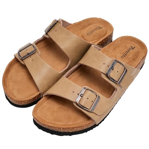 Torotto Damen Pantoletten Sandalen Leder Erwachsene Clogs Hausschuhe Arbeitsschuhe Bequeme Classic(Braun,40 EU) von Torotto