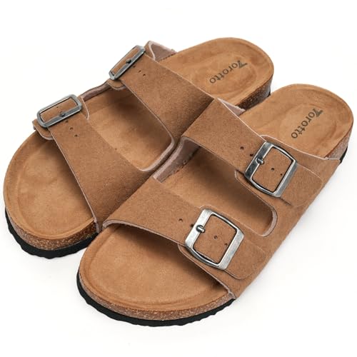 Torotto Damen Pantoletten Sandalen Leder Erwachsene Clogs Hausschuhe Arbeitsschuhe Bequeme Classic(Braun,41 EU) von Torotto
