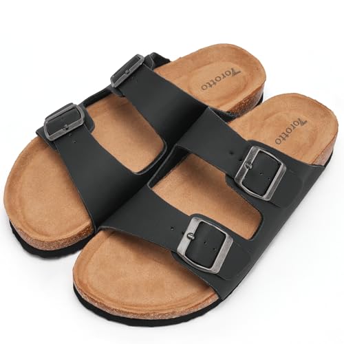 Torotto Damen Pantoletten Sandalen Leder Erwachsene Clogs Hausschuhe Arbeitsschuhe Bequeme Classic(Schwarz,37 EU) von Torotto