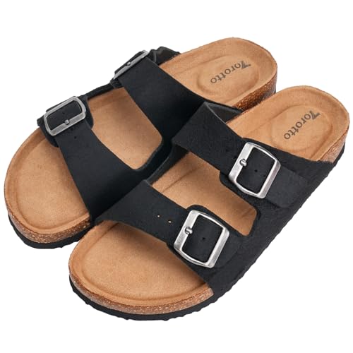 Torotto Damen Pantoletten Sandalen Leder Erwachsene Clogs Hausschuhe Arbeitsschuhe Bequeme Classic(Schwarz,41 EU) von Torotto