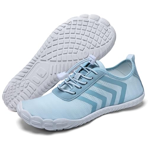 Torotto Barfußschuhe Fitnessschuhe Barfussschuhe Herren Damen Atmungsaktiv Schnell Trocknen Knit Zero-Drop Outdoor Unisex(Himmelblau 43) von Torotto