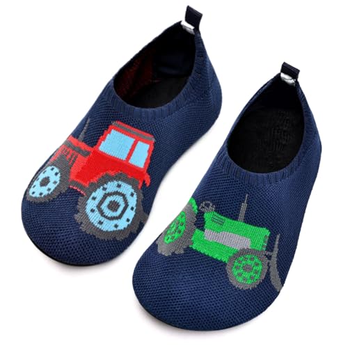 Torotto Hausschuhe Kinder Mädchen Junge Pantoffeln Atmungsaktive Rutschfest Weich Turnschläppchen Barfussschuhe für Lauflernschuhe Kleinkinder Schuhe Kindergarten Unisex(Dunkelblau 32/33 EU) von Torotto