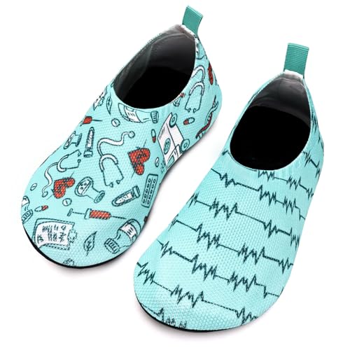 Torotto Hausschuhe Kinder Mädchen Junge Pantoffeln Atmungsaktive Rutschfest Weich Turnschläppchen Barfussschuhe für Lauflernschuhe Kleinkinder Schuhe Kindergarten Unisex(Mondgrün 26/27 EU) von Torotto