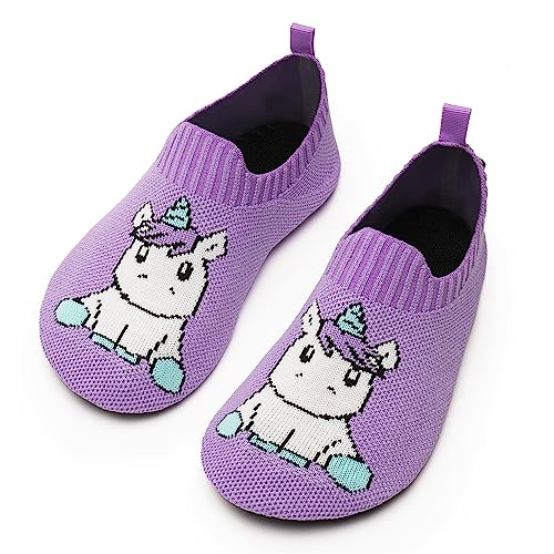 Torotto Hausschuhe Mädchen Rutschfest Leicht Pantoffeln für kinder Weiche Slippers(31-Lila 28/29EU) von Torotto