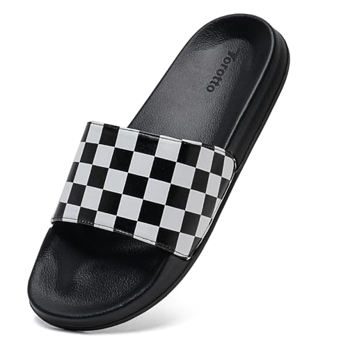 Torotto Herren Badelatschen Sommer Slippers Hausschuhe Schlappen Weiche Bequeme Rutschfeste Schnell Trocknende Haus Bad Dusche Sandalen(schwarz,42 EU) von Torotto