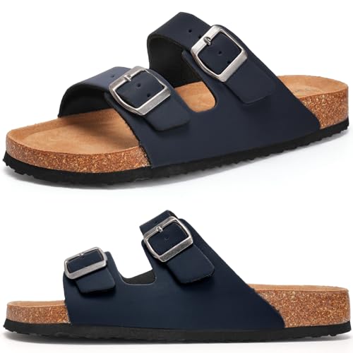 Torotto Herren Pantoletten Leder Unisex-Erwachsene Sandalen Hausschuhe Arbeitsschuhe Antistatik Bequeme Classic(Blau,40 EU) von Torotto