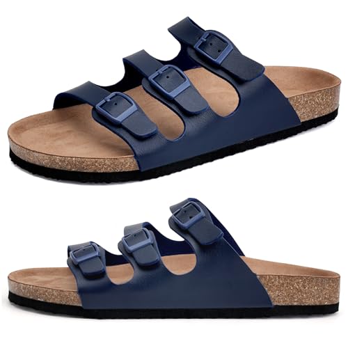 Herren Pantoletten Sandalen Hausschuhe Flache Latschen Sommerschuhe Erwachsene Schlappen Arbeitsschuhe Bequeme Classic(Blau,42 EU) von Torotto