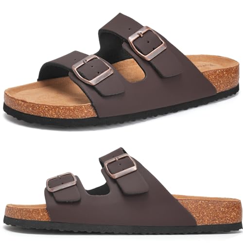 Torotto Herren Pantoletten Leder Unisex-Erwachsene Sandalen Hausschuhe Arbeitsschuhe Antistatik Bequeme Classic(Braun,40 EU) von Torotto