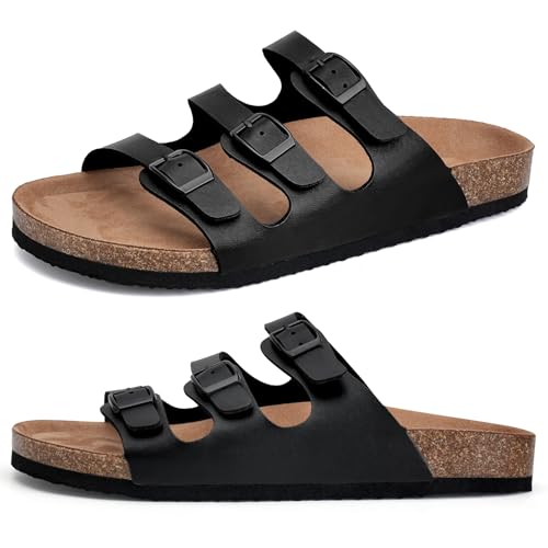 Herren Pantoletten Sandalen Hausschuhe Flache Latschen Sommerschuhe Erwachsene Schlappen Arbeitsschuhe Bequeme Classic(Schwarz,43 EU) von Torotto