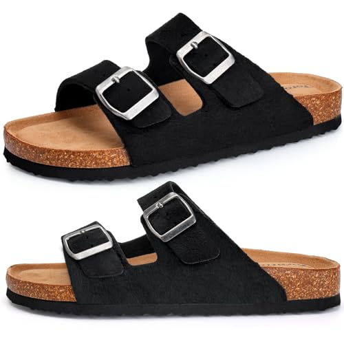 Herren Pantoletten Sandalen Hausschuhe Flache Latschen Sommerschuhe Erwachsene Schlappen Arbeitsschuhe Bequeme Classic(Schwarz,47 EU) von Torotto