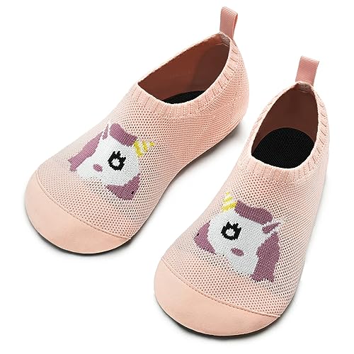 Torotto Kinder Hausschuhe Mädchen Junge Kleinkinder Schuhe Barfussschuhe für Lauflernschuhe Kindergarten Pantoffeln rutschfest(Unicornio rosa 32/33EU) von Torotto