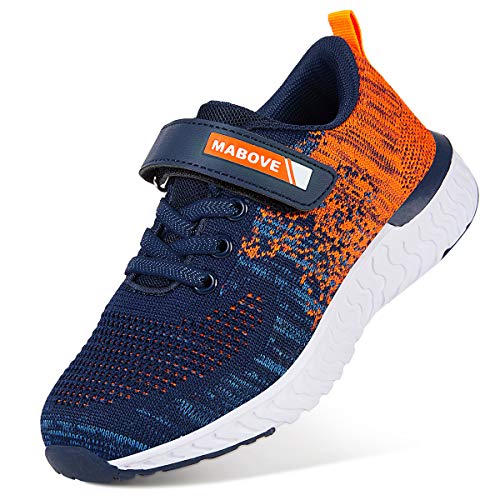 Torotto Laufschuhe Kinder Sportschuhe Jungen Mädchen Outdoor Turnschuhe Atmungsaktiv Ultraleicht Hallenschuhe klettverschlu Sneaker Indoor Unisex-Kinder(YF64-Orange 35EU (Herstellergröße 36)) von Torotto