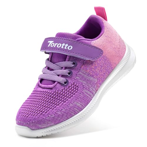 Torotto Laufschuhe Kinder Sportschuhe Mädchen Jungen Turnschuhe Hallenschuhe Klettverschlu Sneaker,Lila US 13 Children von Torotto