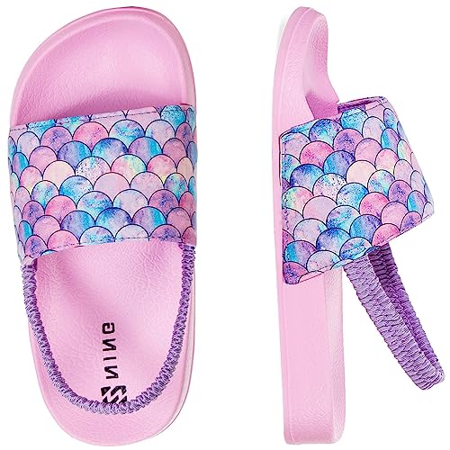 Torotto Unisex-Kinder Badeschlappen Sommer Flache Hausschuhe Badesandalen rutschfest Schlappen Badeschuhe(20/21EU Fischschuppe-Rosa) von Torotto