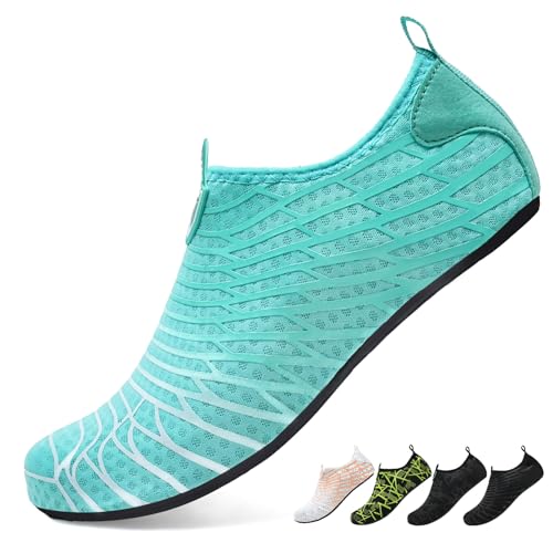 Torotto Wasserschuhe Badeschuhe Schwimmschuhe Herren Damen Atmungsaktiv Schnelltrocknend rutschfest Yoga Pool Strand Barfussschuhe Unisex(Mondgrün 36/37) von Torotto